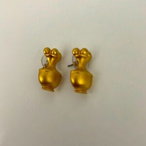 Womens Pre-Columbian Poporo Inspired Stud Earrings Gold OS